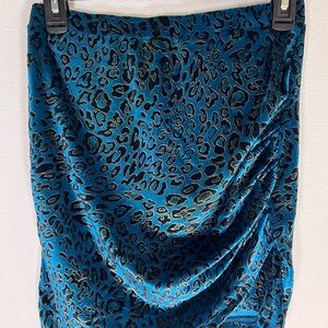 Blue Leopard Animal Print Skirt Size S